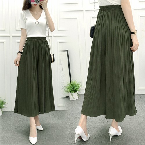 Ladies Womens Trousers Culottes Wide Leg Loose Harem Pleated Bottoms Plus Size - Picture 12 of 21
