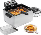 1800W 5 Liters/21 Cups Large Electric Deep Fryer with 3 Frying Baskets for Home