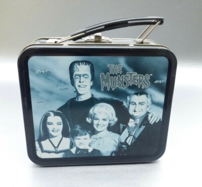 Vintage 90s The Munsters Metal Lunch Box Tin Pail Retro Zombie