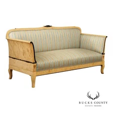 Antique Biedermeier Inlaid Flame Birch Sofa