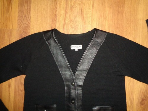 IVAN GRUNDAHL BLACK WOOL BLEND KNITTED LEATHER TRIM JACKET CARDIGAN-XL - Picture 10 of 12