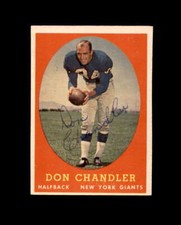 Don Chandler Signed 1958 Topps New York Giants Autograph