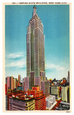 New York City NY Empire State Building Bird's-Eye View 101 Linen Postcard