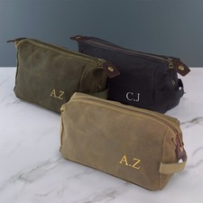 Personalised Embroidered Mens Canvas Wash Bag Mens Embroidered Toilet Bag