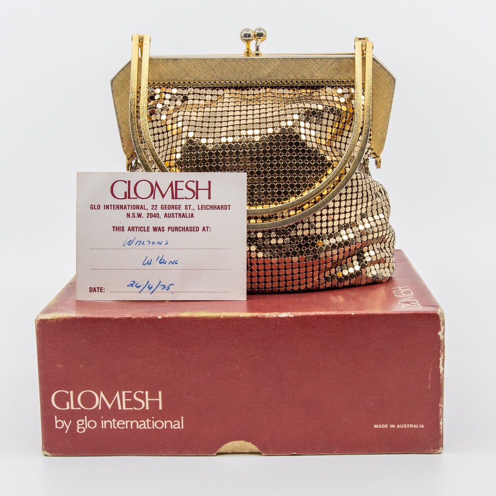 Vintage GLOMESH double solid metal strap gold han… - image 1