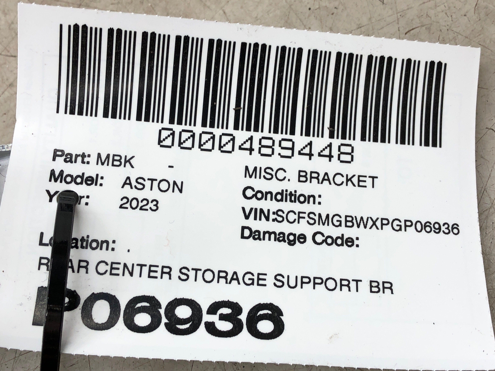 2020-2023 ASTON MARTIN VANTAGE ROADSTER REAR STORAGE SUPPORT BRACKET MY63-46180