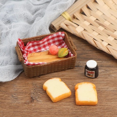 1/12 Scale Dollhouse Miniature Bread Jam Food Storage Basket Resin Accessories - Picture 10 of 16