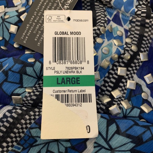 New Style & Co Women Maxi Dress Blue SZ Plus 3X Floral Stretch Metal Accents - Picture 20 of 22