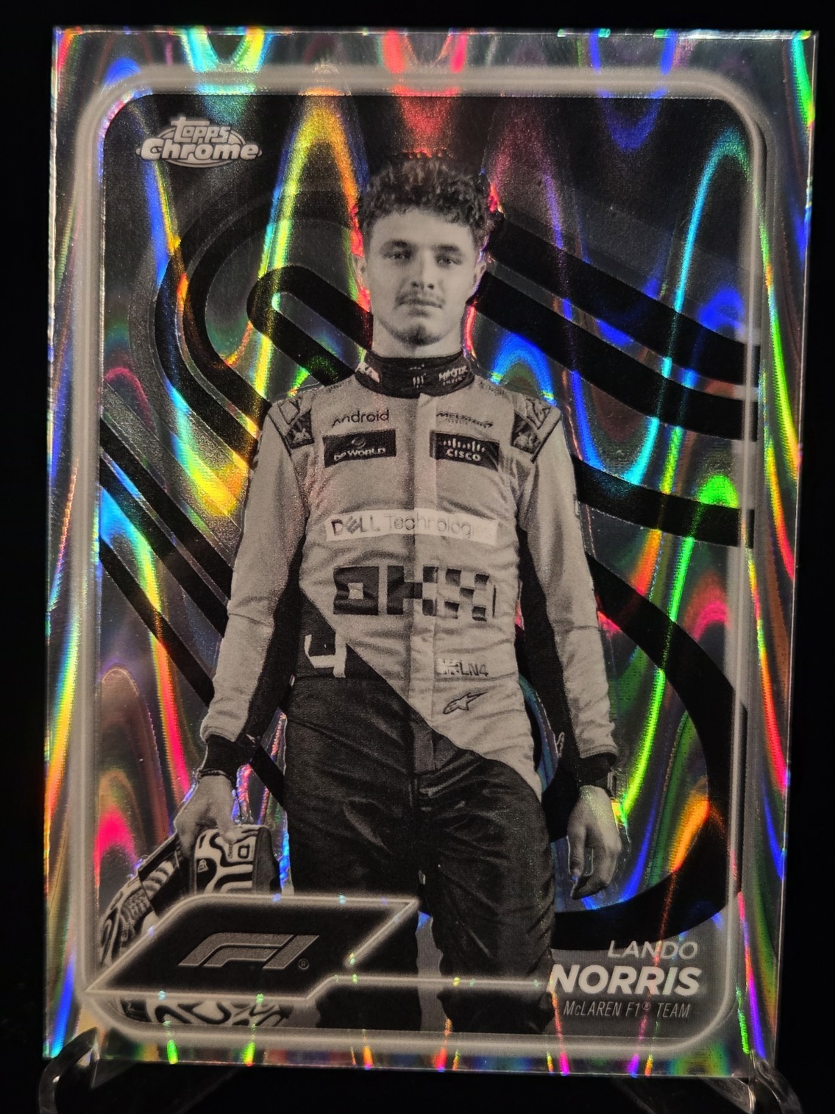 LANDO NORRIS Black & White RayWave Refractor 2024 Topps Chrome Formula 1 F1 #7