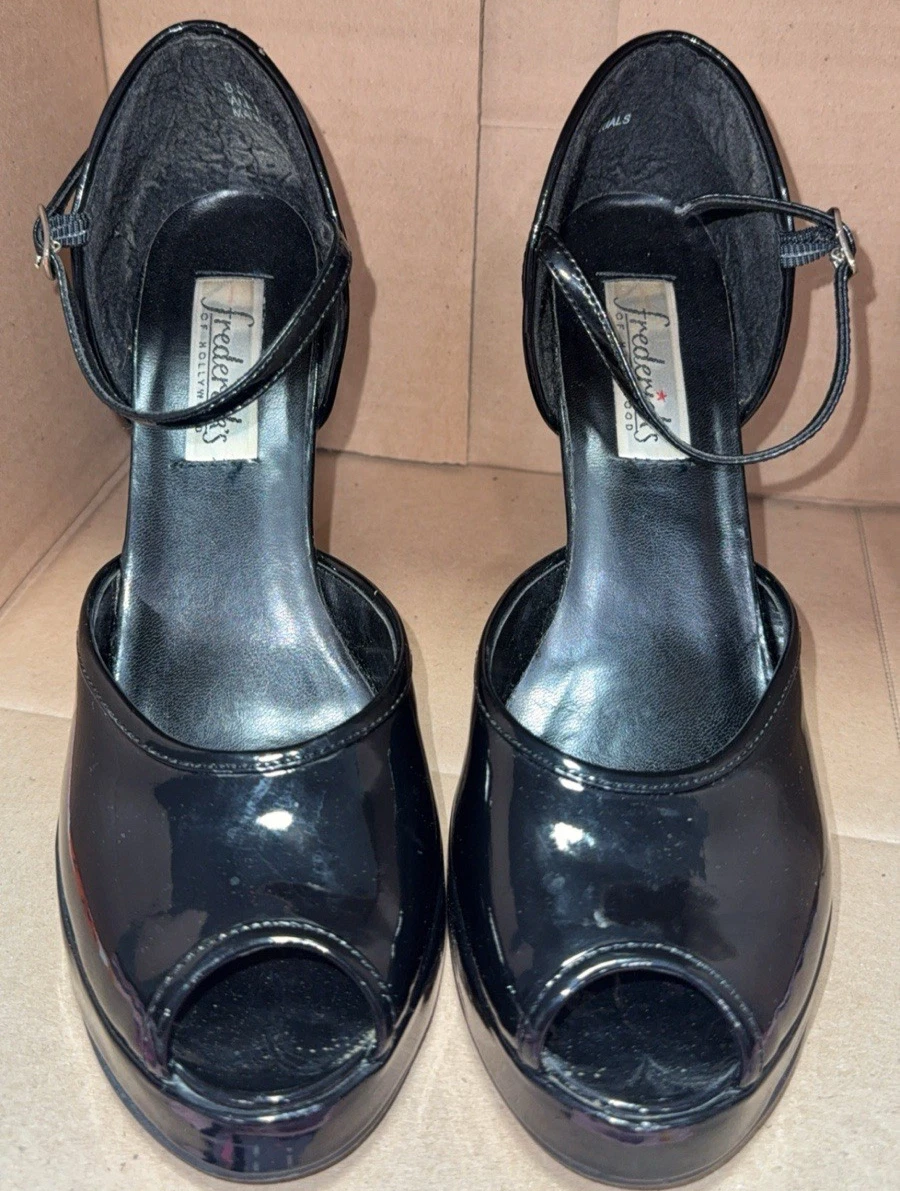 Bottines à Plateforme Frederick's Of Hollywood - Noir à Strass - Taille US 8.5 - Talons Ultra-hauts