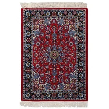2'3''x3'5'' Hand Knotted Wool & Silk Red Isfahaan Traditional 300 KPSI Rug