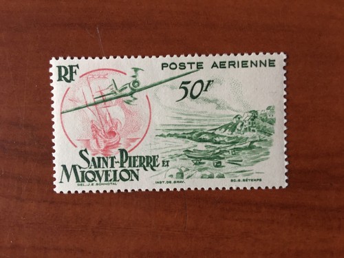 Saint Pierre et Miquelon Nummer PA 18 ** POSTFRISCH 1947 Flugzeug Segelboote - Bild 1 von 1