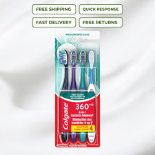 Colgate 360 Whole Mouth Medium Toothbrush 4-Pack TongueCheek Cleaner