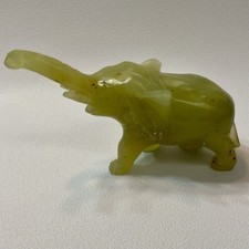 Vintage Hand Carved Natural Green Jade Elepha...