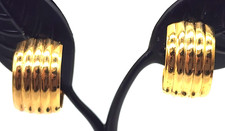 Clip-On Earrings Hoop Gold Tone Ribbed  Daint...