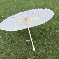 White Paper Parasol Umbrella Bamboo Wood Wedding Bridal Asian Decor