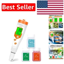 Accurate pH EC Meter: 4-in-1 Hydroponics Tester with Instant Calibration Liquid