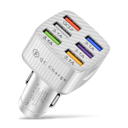 6 USB 15A QC3.0 Car Charger Cigarette Lighter Slot Super Fast Charging Adapter - Photo 10 sur 11