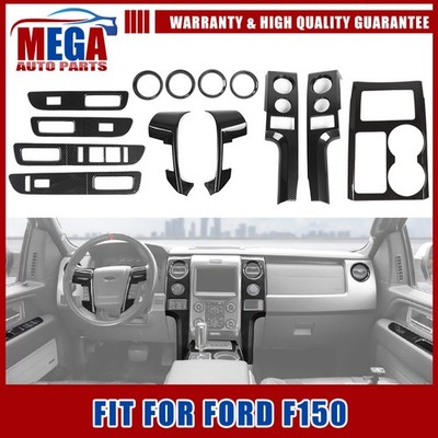 13x Carbon Fiber Dashboard Center Console Covers For Ford F150 Raptor 2009-2014