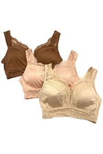Rhonda Shear 3-pack Pin-Up Bra w/ Removable Pads Beige