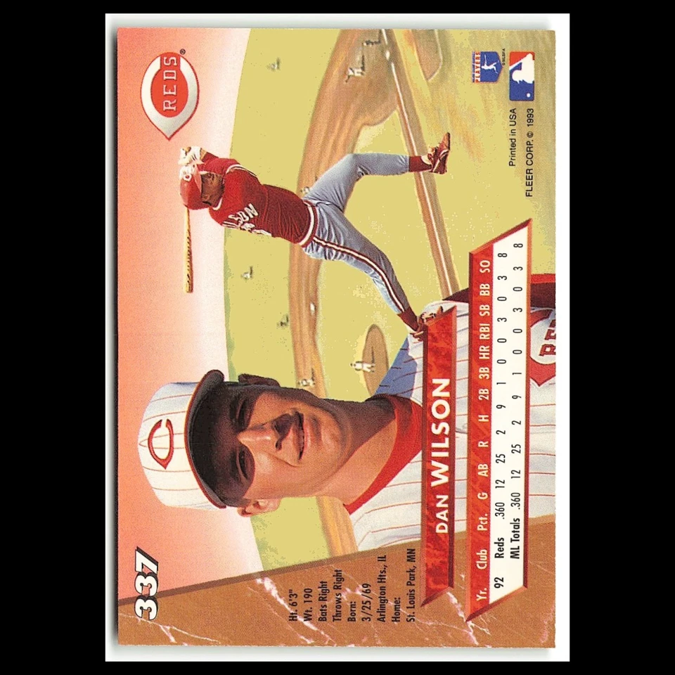 Dan Wilson #337 1993 Fleer Ultra Cincinnati Reds Baseball Card MLB NM - Image 2 of 3