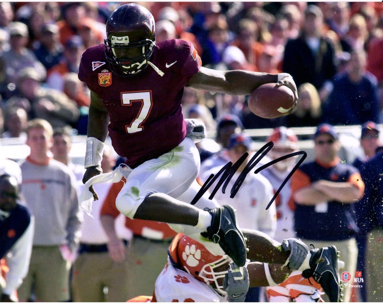 Michael Vick Autographed Signed Virginia Tech Hokies 8" x 10" Hurdle Photograph 