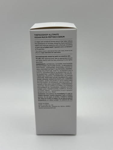 NUEVO EN CAJA The Face Shop Vegan Mucin Peptide 8 Suero Tamaño Completo 30 ml/1 oz AUTÉNTICO - Imagen 3 de 7