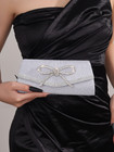 Bow Evening Bag Sparkly Clutch Purses for Women Wedding Glitter Rhinestone 