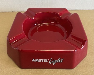 Amstel Light Ceramic Red Cigar Ashtray 7 x7  GREAT CONDITION