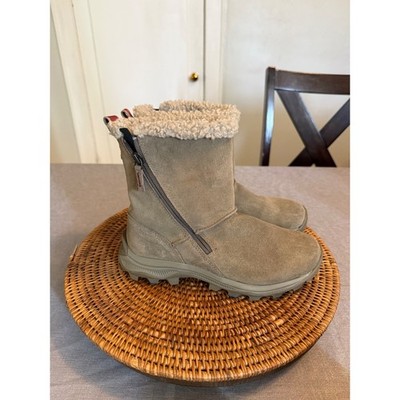 Merrell IcePack waterproof Winter Boots Taupe Suede Faux Fur Sz 8