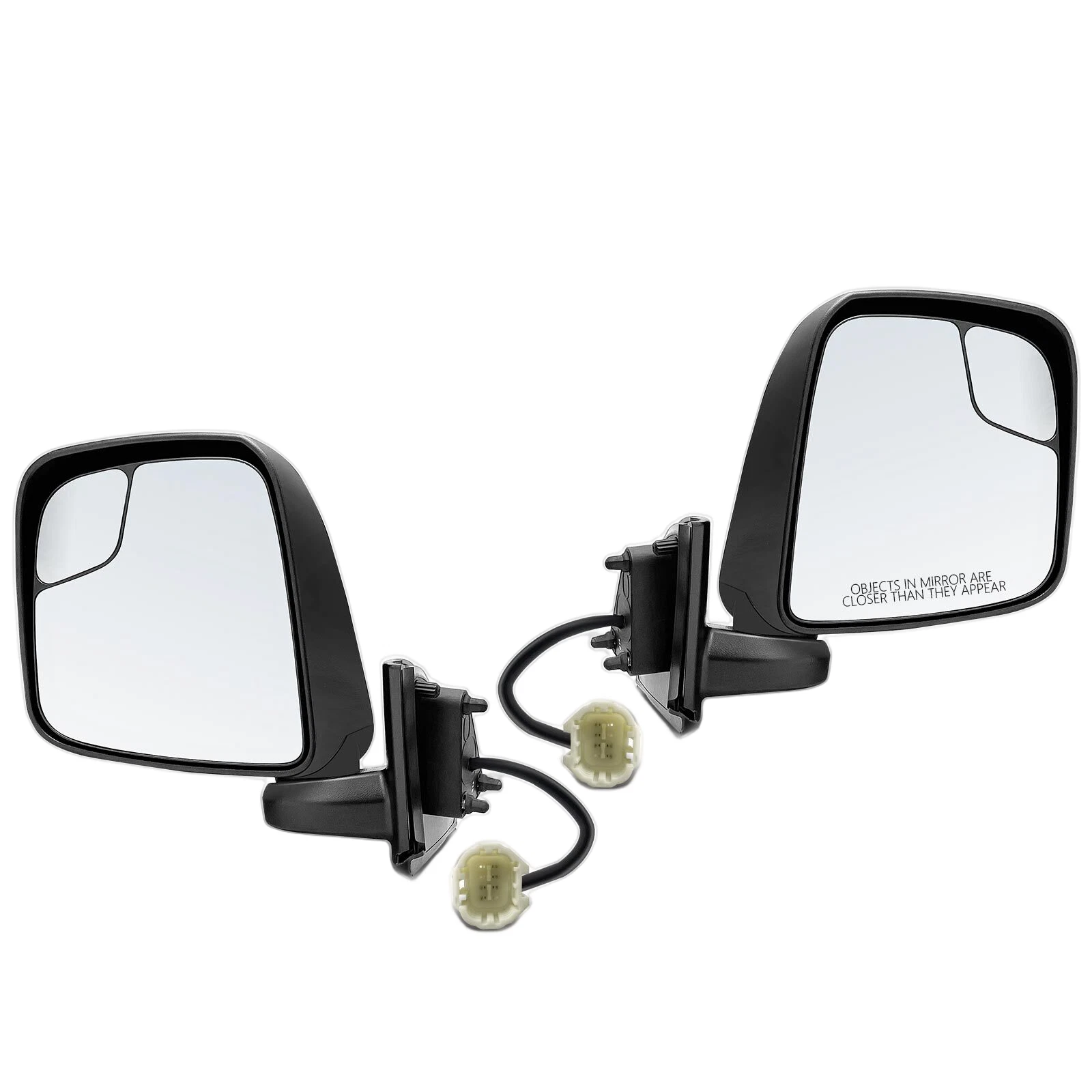 2x Left & Right Textured Black Power Heated Mirror for Chevy City Express Nissan