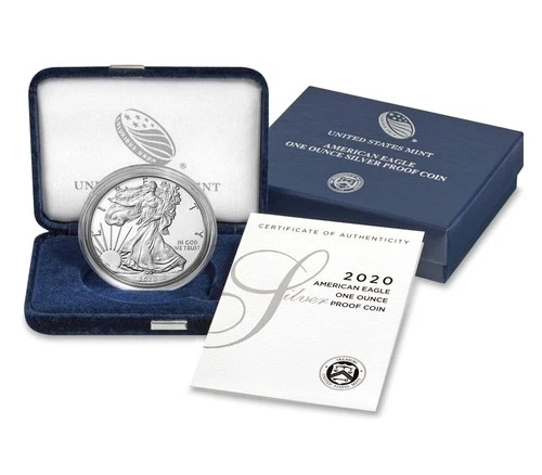 2020-W $1 1-oz Proof American Silver Eagle w/ Box, OGP &COA