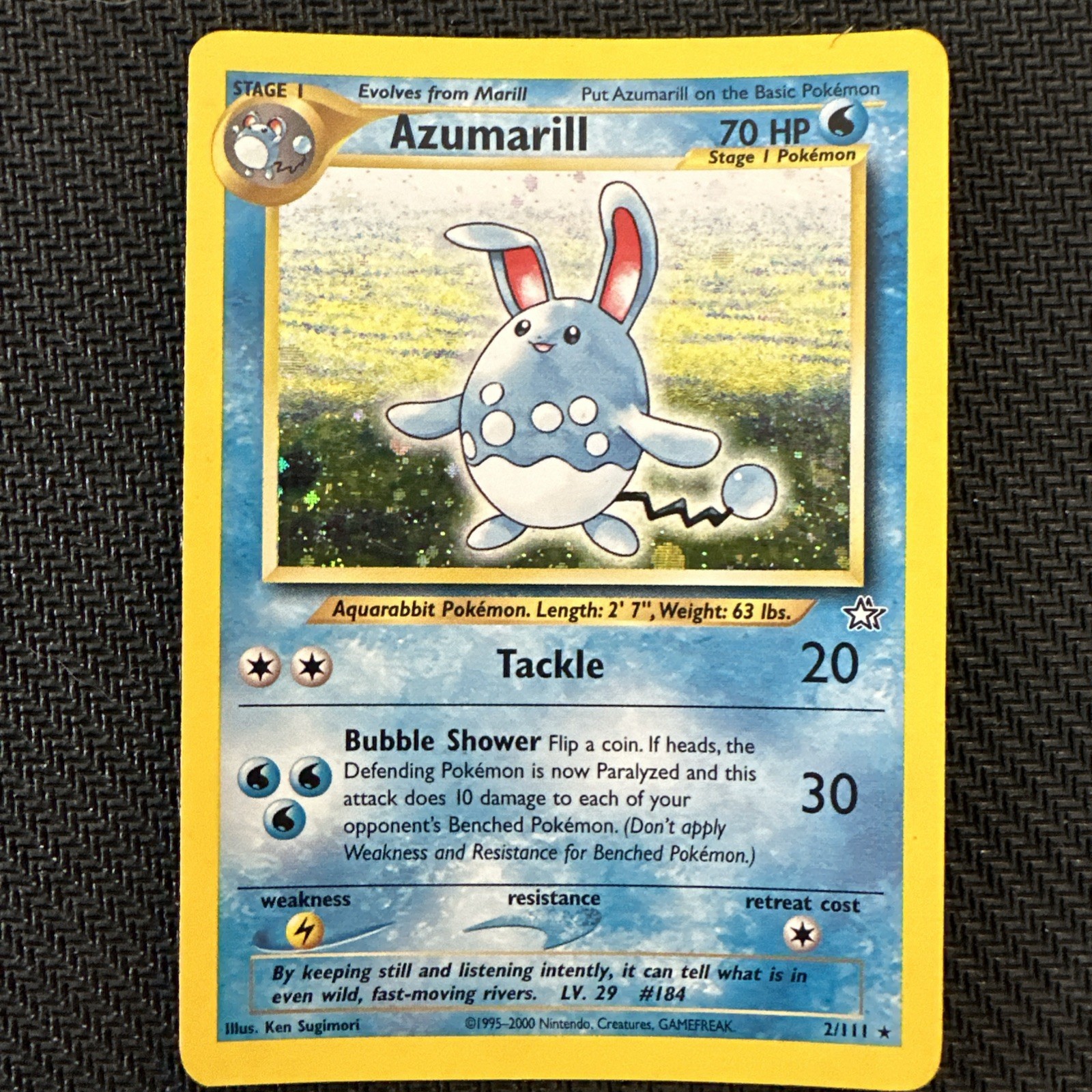 Azumarill - 2/111 - Pokemon Neo Genesis Unlimited Holo Rare Card WOTC NM