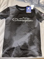 NWT Champion Boy Black Tie Dye Logo Shirt Size Medium
