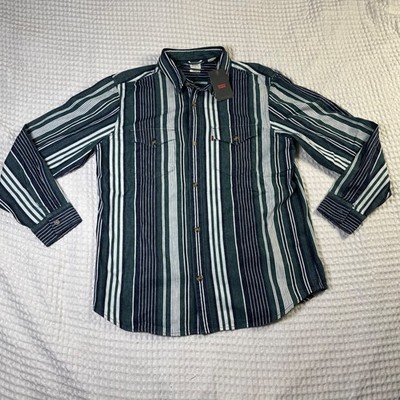 NWT Levi's Pearl Western Shirt Mens Large Brown Multi Stripe Long Sleeve Cotton