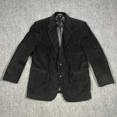 CIRCLE S Western Blazer Jacket 46R Charcoal Elbow Patches Sport Coat