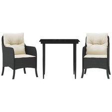 Patio Dining Set with Cushions Outdoor Furniture Black Poly Rattan vidaXL