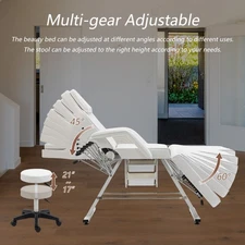 Massage Salon Tattoo Chair with Two Trays Esthetician Bed with Hydraulic Stool,