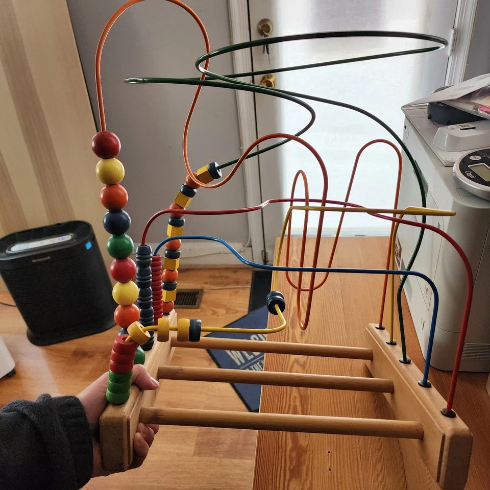 Montaña rusa educativa grande Anatex vintage laberinto de cuentas metal y madera ~ LEER Foto 4 de 4