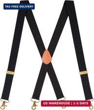 Sturdy Suspenders for Men Heavy Duty Vintage Black 4 Belt Clips Adjustable X-Bac