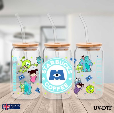 Monsters Inc UV DTF Aufkleber - 16 Unzen Libbey Dose Glasfolie yd406