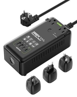  2000W Pure Sine Wave Voltage Converter, 220V to 110V Power Transformer Black