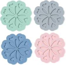 Set 4 Silicone Trivet Mat - Hot Pot Holder Hot Pads for Table & Countertop - Tri