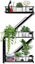 Fire Escape Shelf Wall Floating Shelves New York Metal 3 Tier, Black 