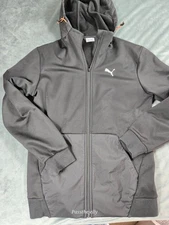 Puma Hoodie Mens Small Black Full Zip Gym Train Workout Travel City Lounge