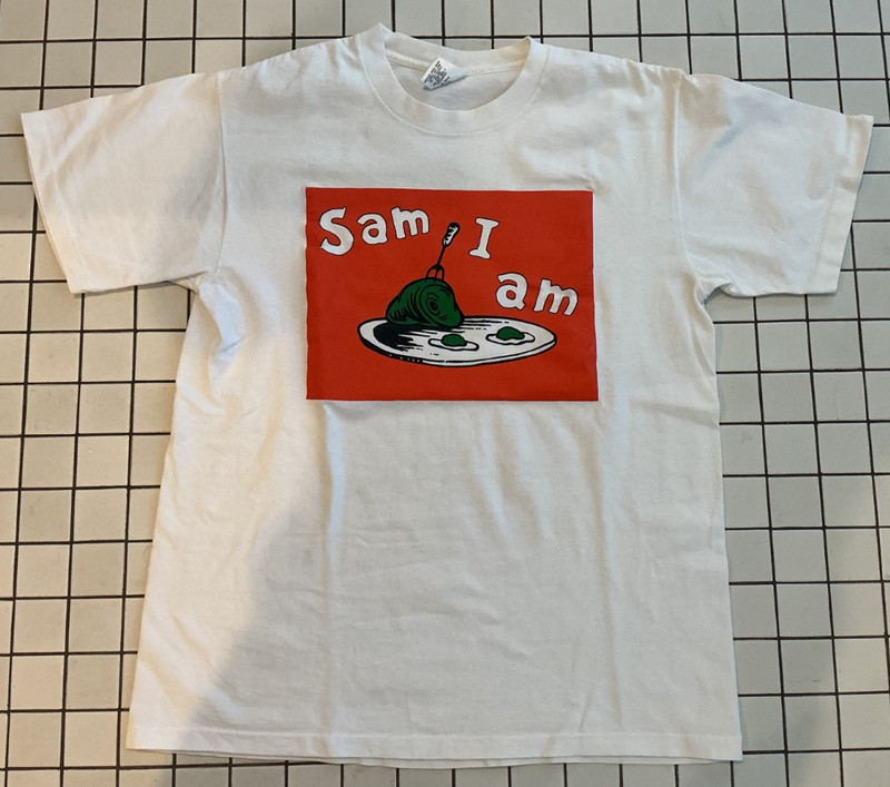 VTG 1990's Sam I Am Green Eggs and Ham Dr. Seuss tee shirt cotton large Murina
