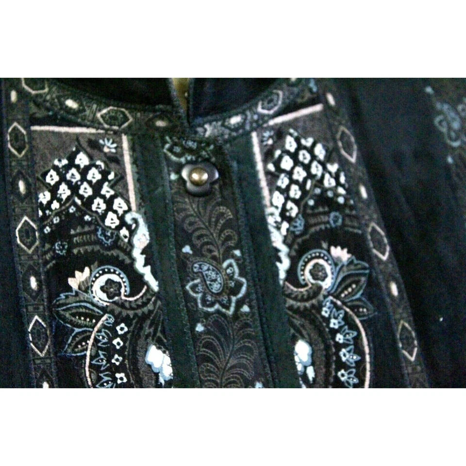 Abrigo de vestir vintage de gamuza pintado a mano Roberto Cavalli años 70 azul rojo tubería L Foto 4 de 4