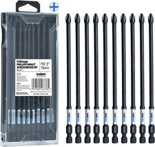 6 Inch Long Phillips Bit 2 Magnetic anti Slip Impact Screwdriver Bits Set,10Pcs