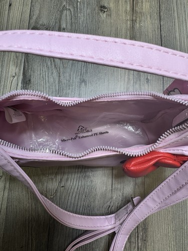 Neu mit Etikett Hello Kitty Face Sanrio rosa mit roter Schleife Kunstleder Umhängetasche Handtasche - Bild 8 von 8