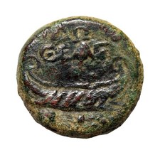Phoenicia Sidone AE Tyche Galley Emissione Civica AD 44 45 Autentica Moneta Antica COA